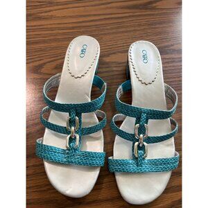 Cato turquoise open toed heeled sandals size 11W